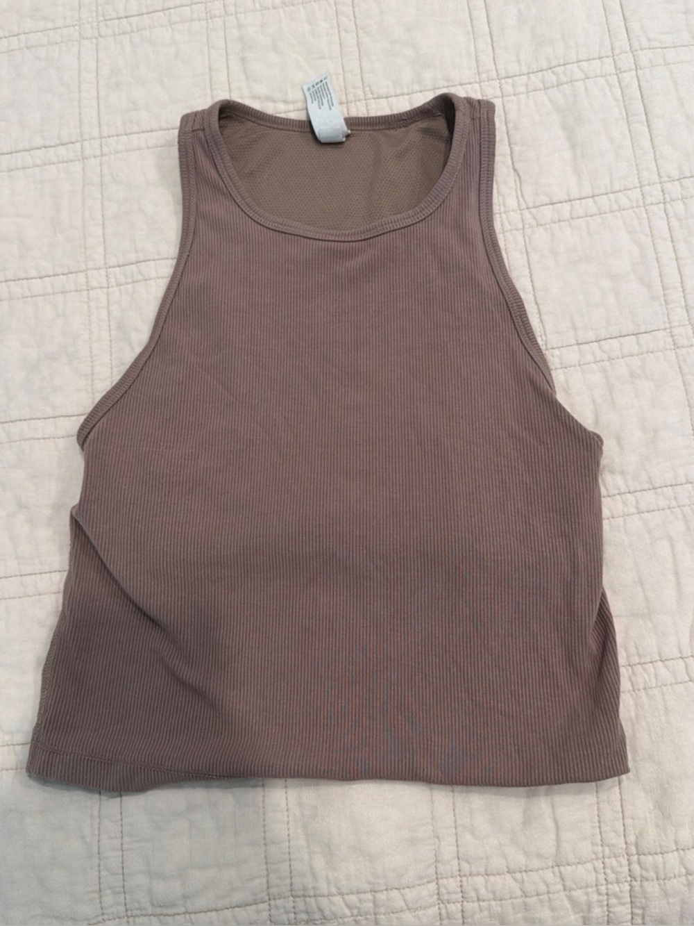 Yogalicious heavenly Ribbed crop Tank Top - Taupe Mauve